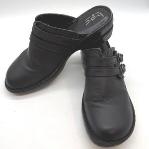 boc Born Black Leather Mule Clogs Shoes Women's Size 11 -wear inside at elastic
